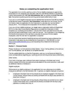 Coal Mining Industry Long Service Leave Application