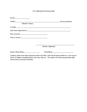 Fillable Online Jr. Sr. High School Permission Slip - Triton School ...