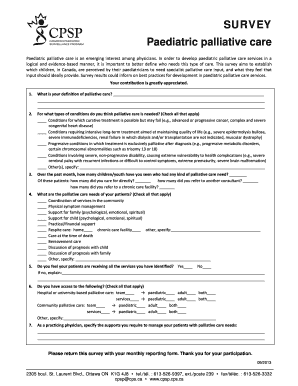 Paediatric Palliative Care Survey