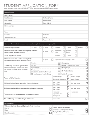 Student Application Form