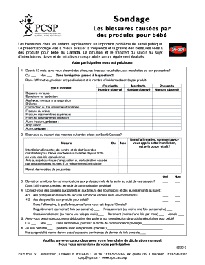 Sondage sur les blessures causées par des produits pour bébé