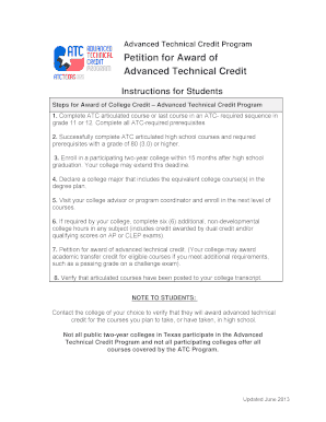 Advanced Technical Credit Program Petition