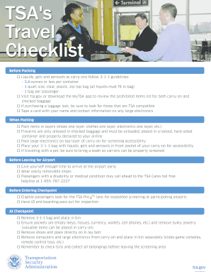 TSA Travel Checklist