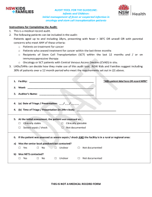 AUDIT TOOL FOR THE GUIDELINE Infants and Children - kidsfamilies health nsw gov