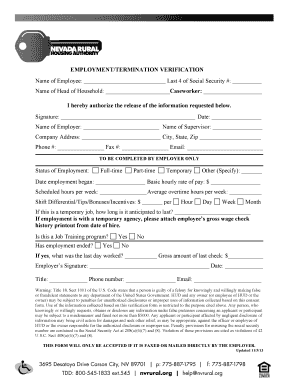 Employment Termination Verification Form