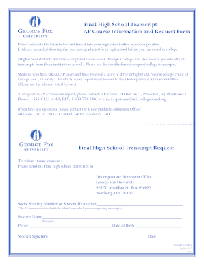 Final High School Transcript Request Form