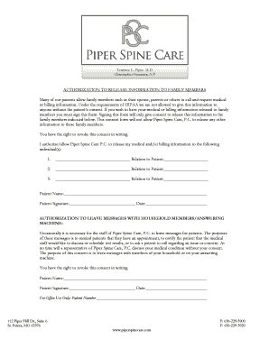 Authorization to Release Information to Family Members