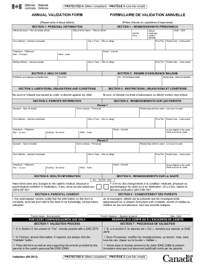 Canadian Cadet Annual Validation Form