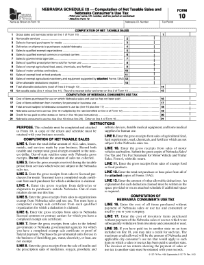 Nebraska Schedule III — Computation of Net Taxable Sales