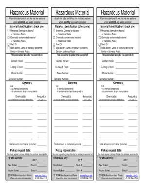 Hazardous Material Label and Form