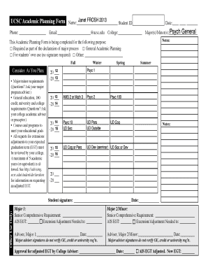 UCSC Academic Planning Form