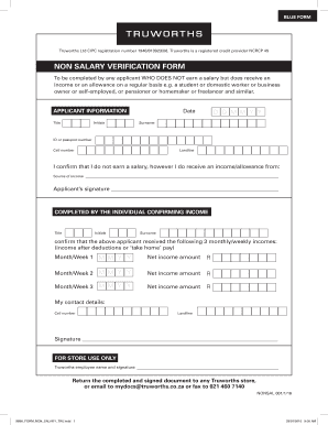 Truworths Non-Salary Verification Form