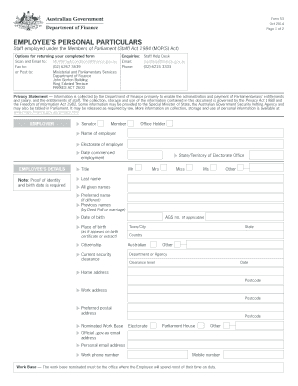 Employee Personal Particulars Form 53