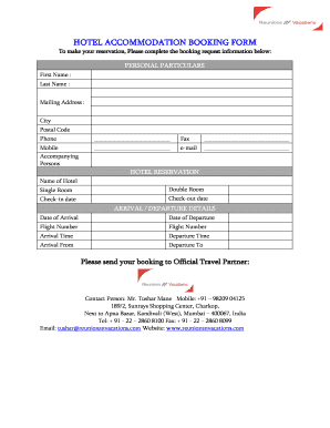 Hotel Accommodation Booking Form