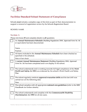Facilities Standard School Statement of Compliance