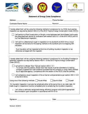 Statement of Energy Code Compliance