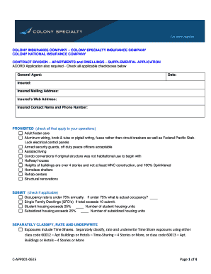 Apartments and Dwellings Supplemental Application