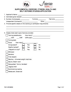 Fitness Studio Application Form