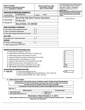 Colorado LE-21 Quarterly Report