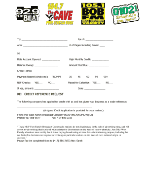 Credit Reference Request Form