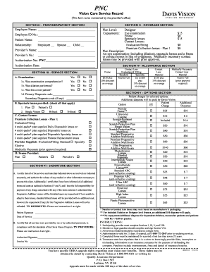 Vision Care Service Record