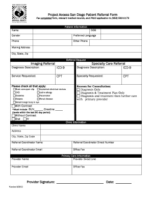 San Diego Patient Referral Form