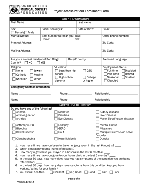 Project Access Patient Enrollment Form