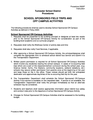 Tumwater School District Field Trip Permission Form