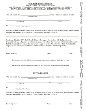 Travel Release Form