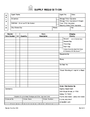 Supply Requisition Form