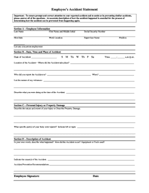 Employee's Accident Statement Form
