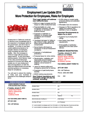 Employment Law Update 2014 Seminar Registration