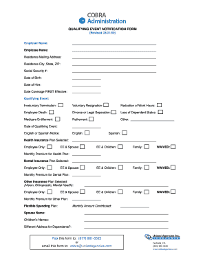 Qualifying Event Notification Form