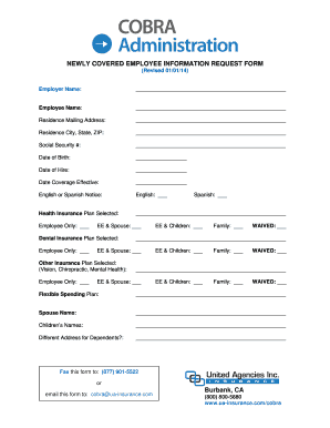 Newly Covered Employee Information Request Form