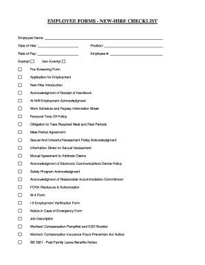 Employee New Hire Checklist