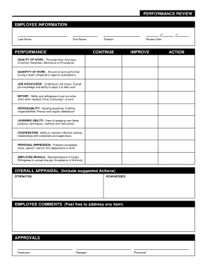 Employee Performance Review Form