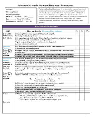 UCLA Professional Role-Based Handover Observations