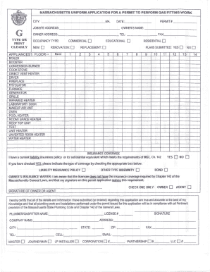 Massachusetts Gas Fitting Work Permit