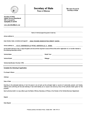 Illinois Vehicle Power of Attorney