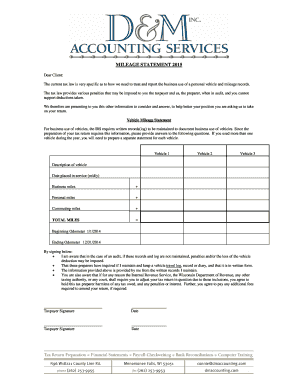 Vehicle Mileage Statement 2015