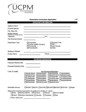 Restoration Contractors Application