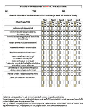 OSTEOPOROSE DE LA FEMME MENOPAUSEE : SECONDE GRILLE DE RECUEIL DES DONNEES
