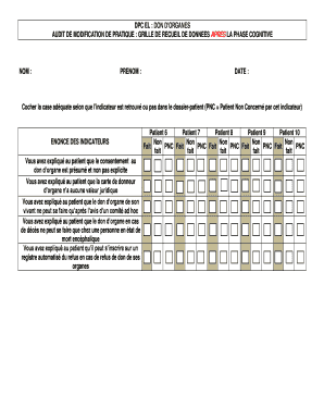 AUDIT DE MODIFICATION DE PRATIQUE : GRILLE DE RECUEIL DE DONNEES APRES LA PHASE COGNITIVE