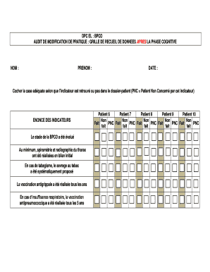 AUDIT DE MODIFICATION DE PRATIQUE : GRILLE DE RECUEIL DE DONNEES APRES LA PHASE COGNITIVE
