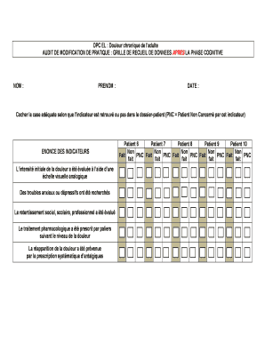 AUDIT DE MODIFICATION DE PRATIQUE : GRILLE DE RECUEIL DE DONNEES APRES LA PHASE COGNITIVE