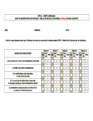 AUDIT DE MODIFICATION DE PRATIQUE : GRILLE DE RECUEIL DE DONNEES APRES LA PHASE COGNITIVE