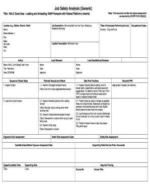 Job Safety Analysis for Loading and Unloading Hampers