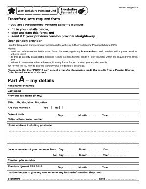 Firefighters' Pension Transfer Quote Request Form