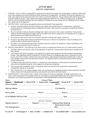 City of West Service Agreement