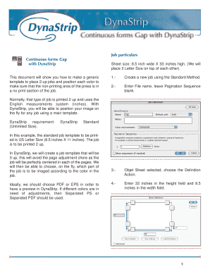 Fillable application form - Job particulars Continuous forms Gap with DynaStrip Sheet